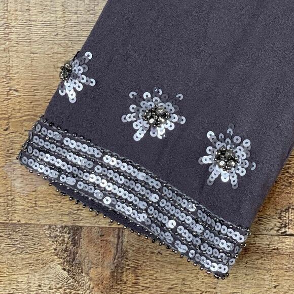 Boden Crop Sleeve Sequin Embellished Dress Gray Size 6 - Picture 3 of 9